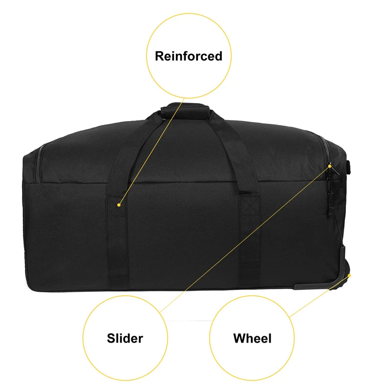 👜 124L Large Capacity Outdoor Travel Bag 🚀 Waterproof Nylon Trolley Case 🏞️ Military-Style Practical Storage 🏕️