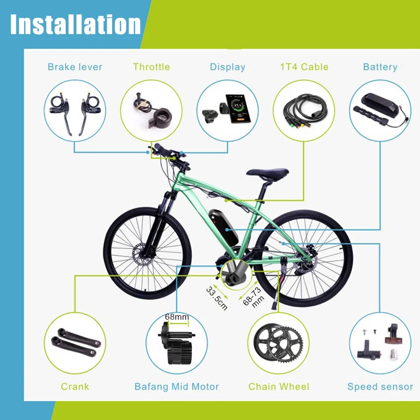 Bafang Motor 48V 750W BBS02B BBS02 Mid Drive Motor 8fun Electric Bike Conversion Kits with 48V20Ah 52V20AH Samsung Battery Cells 🚴‍♂️🔋