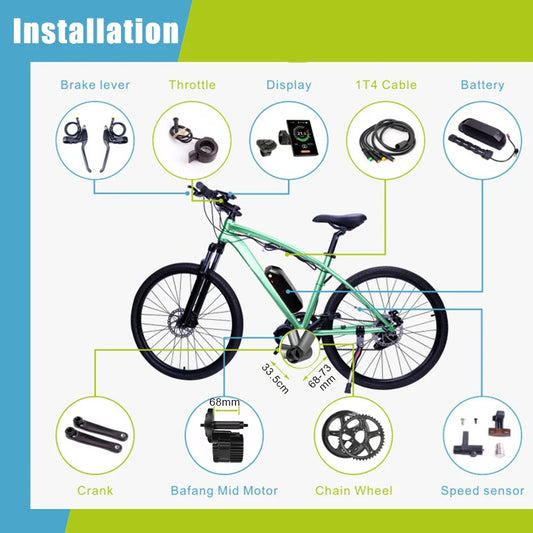 Bafang Motor 48V 750W BBS02B BBS02 Mid Drive Motor 8fun Electric Bike Conversion Kits with 48V20Ah 52V20AH Samsung Battery Cells 🚴‍♂️🔋