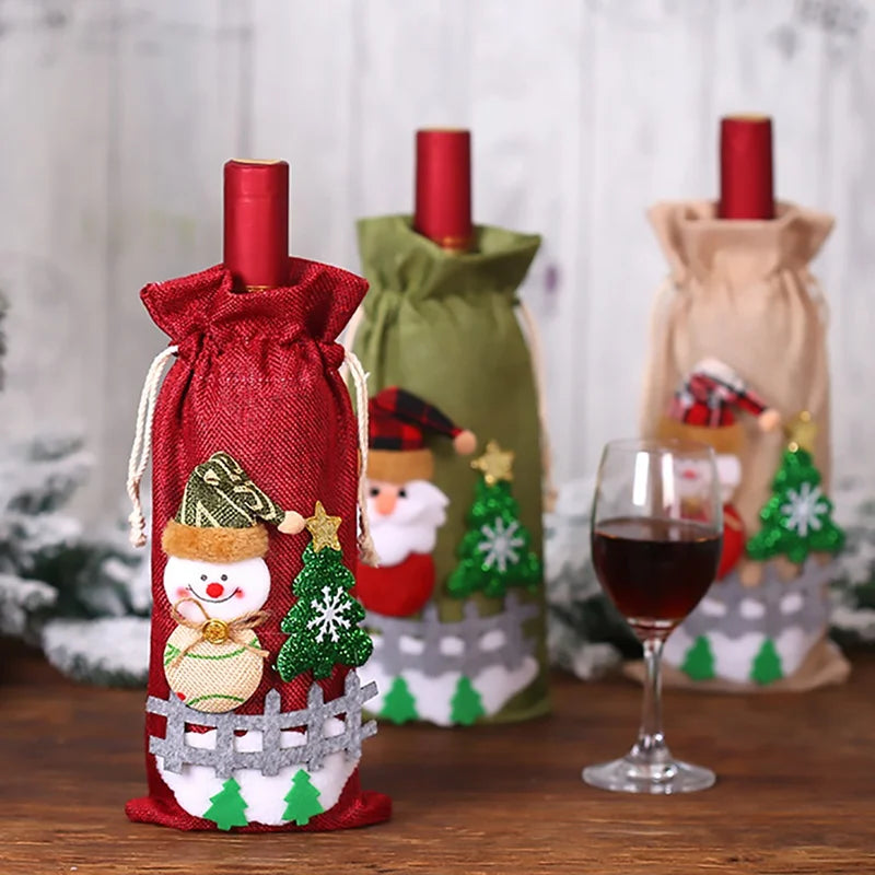 Christmas Wine Bottle Cover Merry Christmas Decorations For Home 2024 Navidad Noel Natal Ornaments Xmas Gift Happy New Year 2025