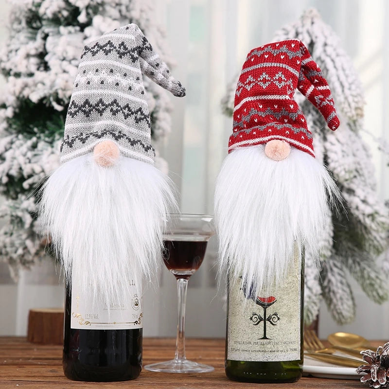 Christmas Wine Bottle Cover Merry Christmas Decorations For Home 2024 Navidad Noel Natal Ornaments Xmas Gift Happy New Year 2025