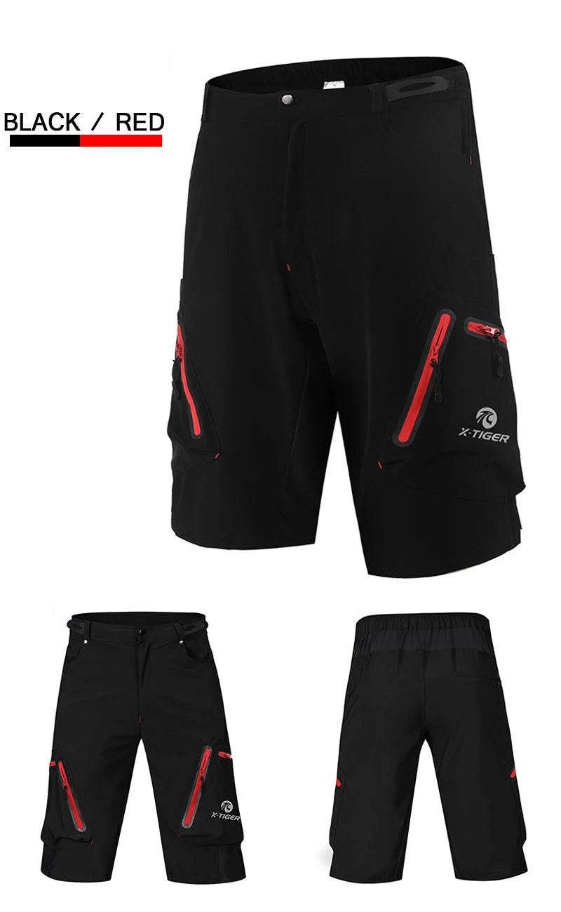 Men's MTB Bike Shorts 🚴‍♂️ | Loose Fit, Lightweight, Quick-Dry Cycling Shorts | Summer Outdoor Sports Black and Red