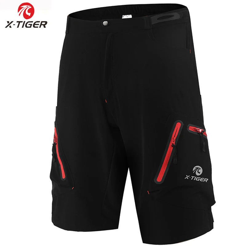 Men's MTB Bike Shorts 🚴‍♂️ | Loose Fit, Lightweight, Quick-Dry Cycling Shorts | Summer Outdoor Sports Black and Red