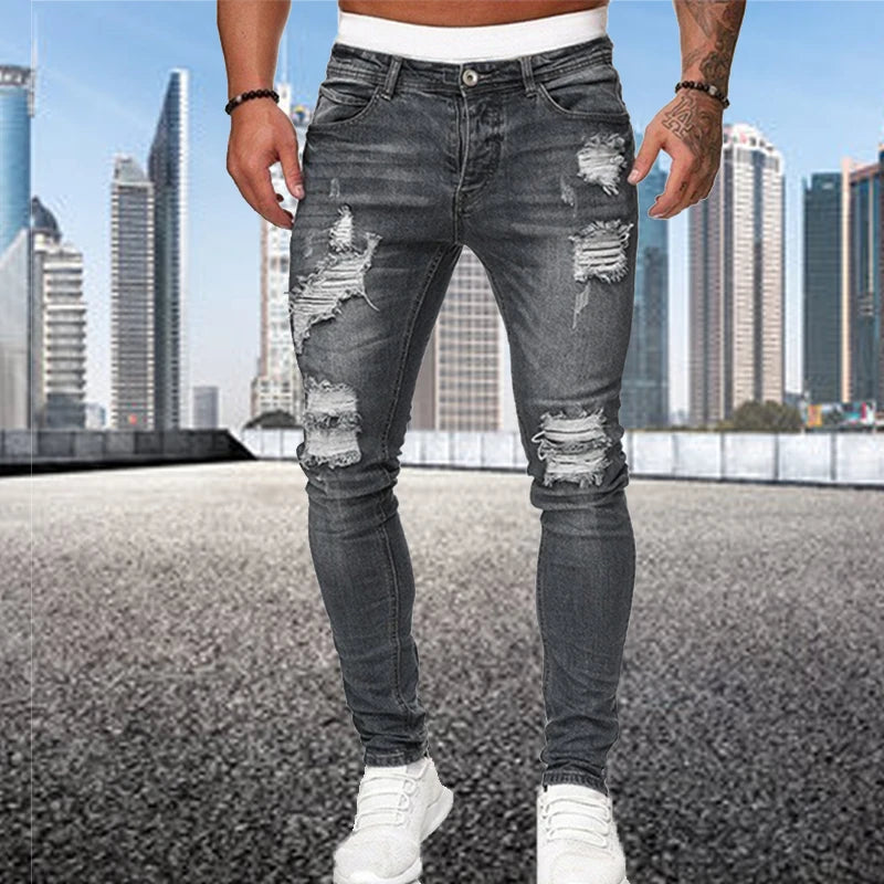 Men’s Fashion Street Style Ripped Skinny Jeans