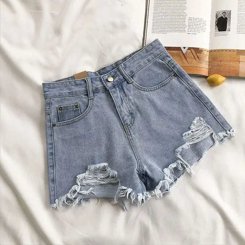 Casual High Waist Denim Shorts for Women