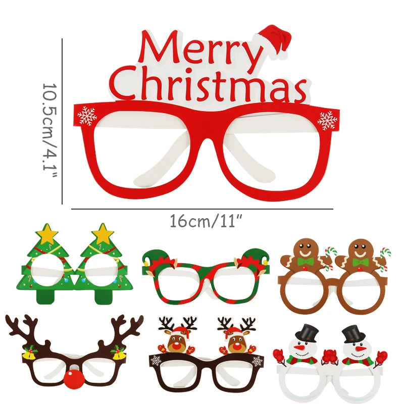 🎅 9PCS Santa Claus & Christmas Tree Glasses Frames 🎄 | Fun Photo Props for Holiday Celebrations 🎉