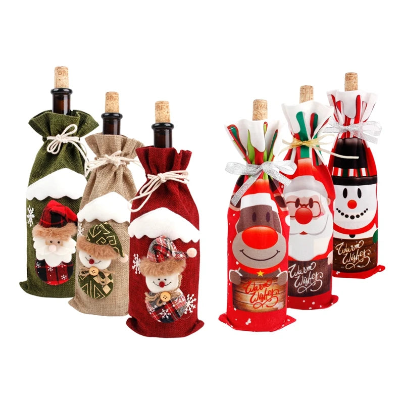 Christmas Wine Bottle Cover Merry Christmas Decorations For Home 2024 Navidad Noel Natal Ornaments Xmas Gift Happy New Year 2025