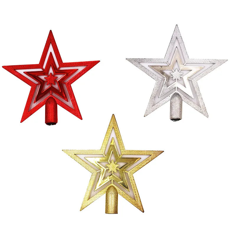 Christmas Tree Top Star Decorations, Shiny Gold Powder, Five-Pointed Star, New Year's Ornament, Merry Christmas Decorations,