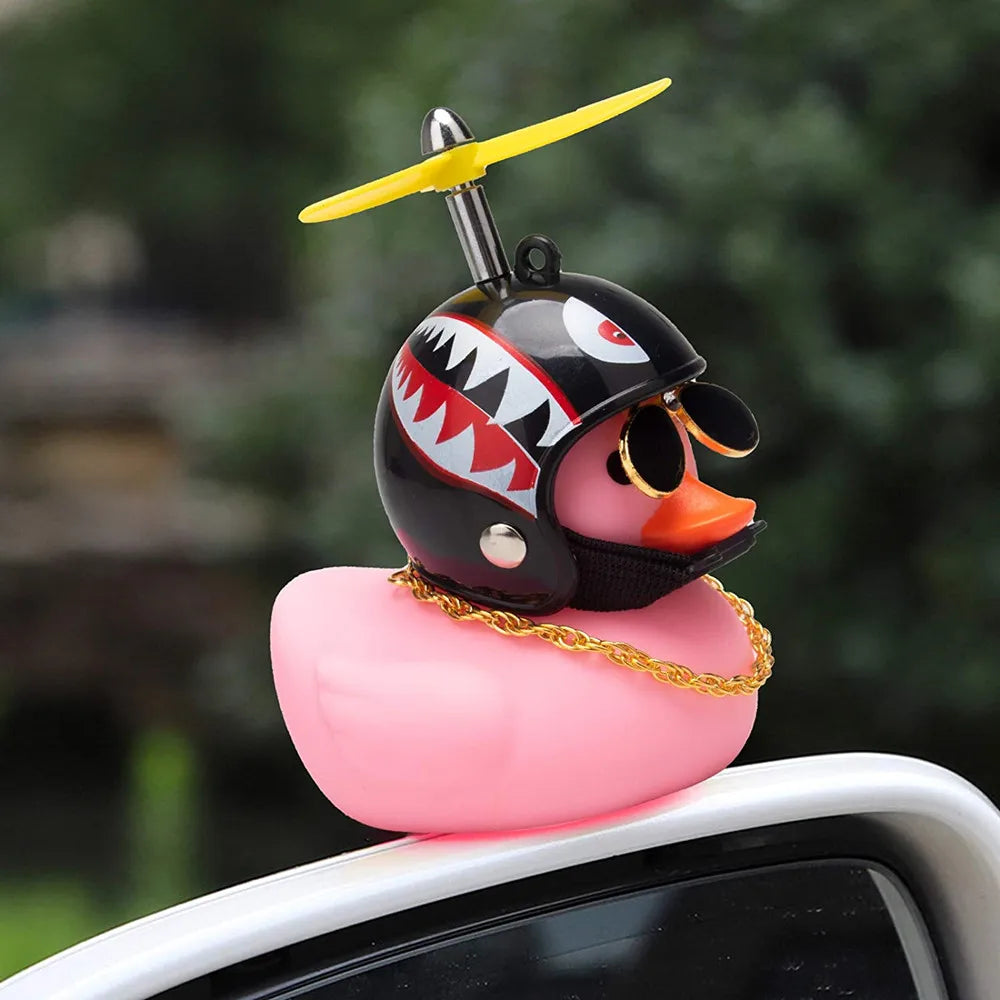 Car Duck with Helmet | Fun Wind-Breaking Cycling & Riding Accessory