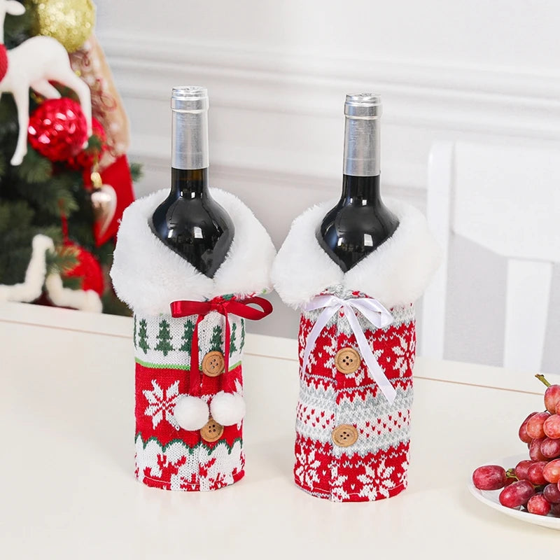 Christmas Wine Bottle Cover Merry Christmas Decorations For Home 2024 Navidad Noel Natal Ornaments Xmas Gift Happy New Year 2025