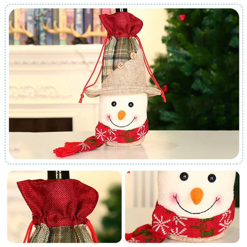 Christmas Wine Bottle Cover Merry Christmas Decorations For Home 2024 Navidad Noel Natal Ornaments Xmas Gift Happy New Year 2025