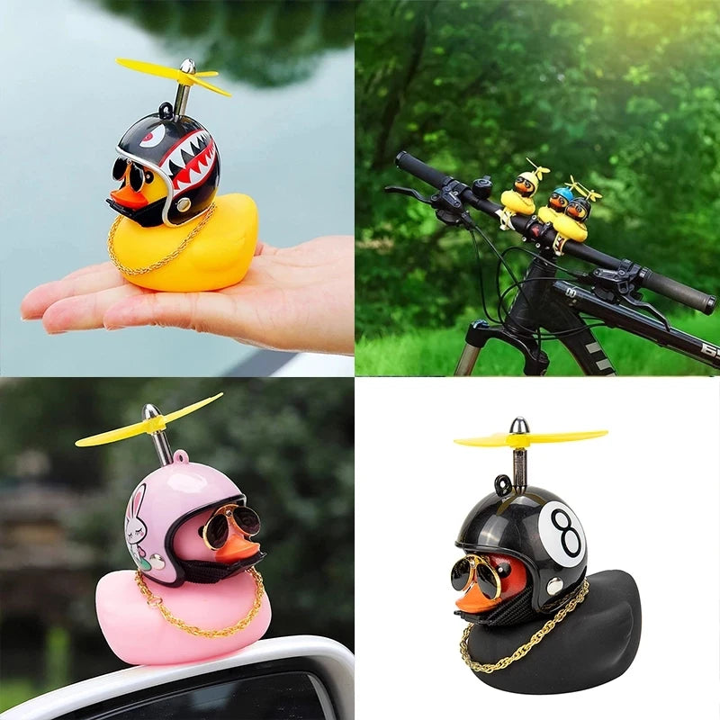 Car Duck with Helmet | Fun Wind-Breaking Cycling & Riding Accessory