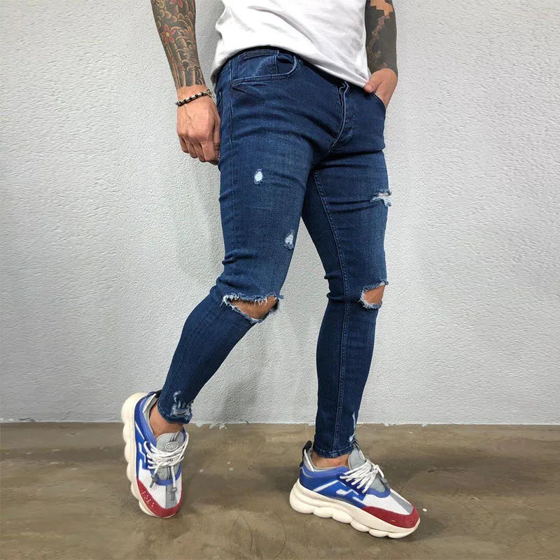 Men's Ripped Skinny Jeans 👖 | Knee Hole Stretch Denim Pants | Hip-Hop Style Slim Fit S-4XL