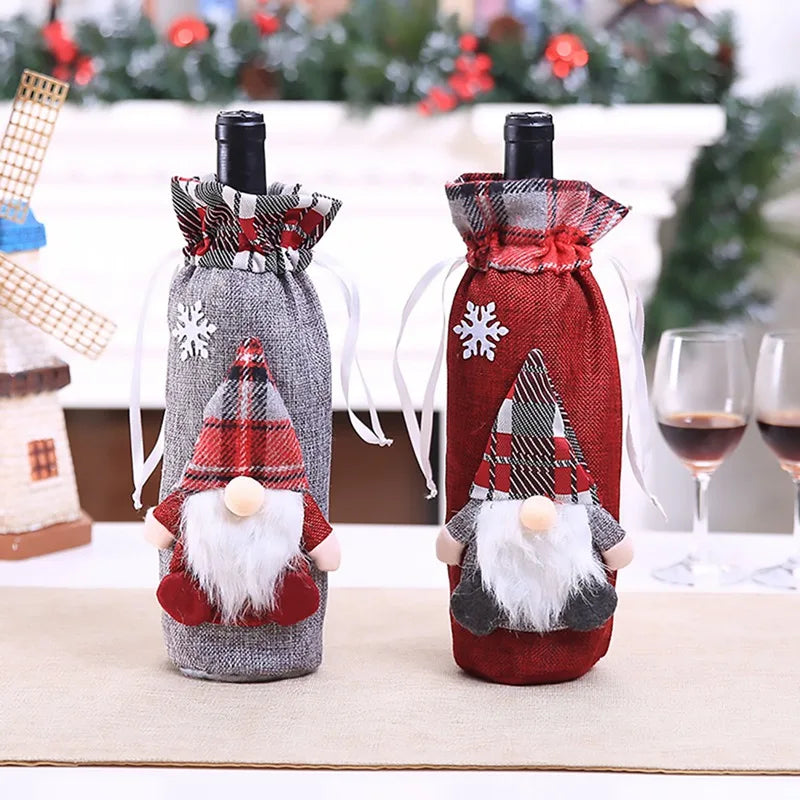 Christmas Wine Bottle Cover Merry Christmas Decorations For Home 2024 Navidad Noel Natal Ornaments Xmas Gift Happy New Year 2025