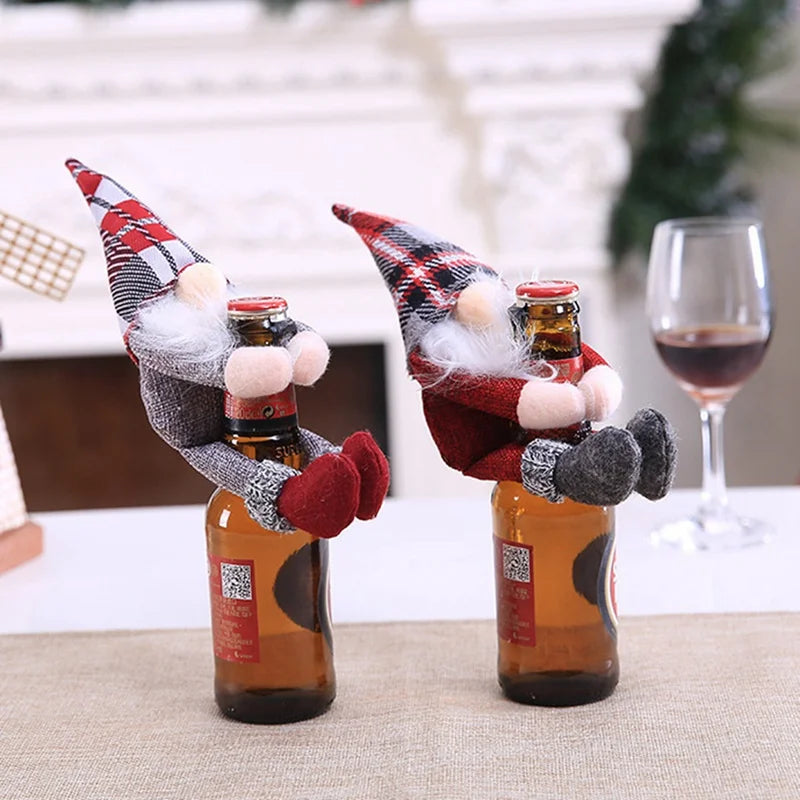 Christmas Wine Bottle Cover Merry Christmas Decorations For Home 2024 Navidad Noel Natal Ornaments Xmas Gift Happy New Year 2025