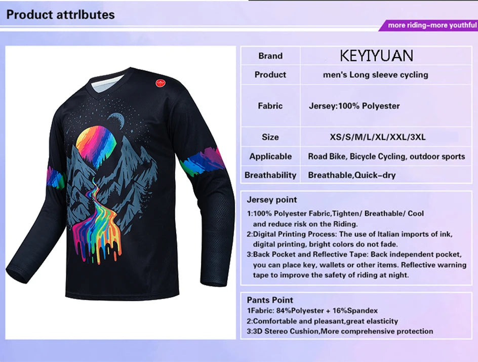 KEYIYUAN 2023 Men Downhill Jersey Motorcycle Wear Motocross Clothing Mountain Bike T-shirt MTB Shirts Wielershirt Heren