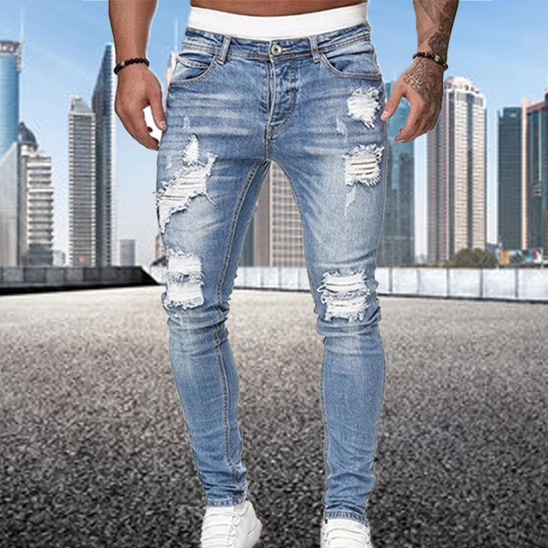 Men’s Fashion Street Style Ripped Skinny Jeans