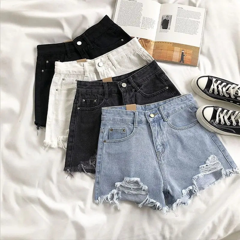 Casual High Waist Denim Shorts for Women