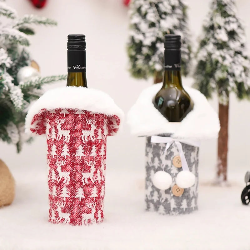 Christmas Wine Bottle Cover Merry Christmas Decorations For Home 2024 Navidad Noel Natal Ornaments Xmas Gift Happy New Year 2025