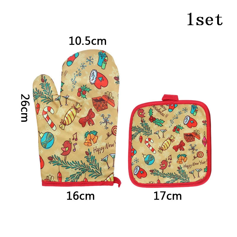 2Pcs Christmas Gloves Oven Mitts Merry Christmas Decorations for Home Christmas Ornaments Xmas Navidad Noel New Year 2022 Gifts