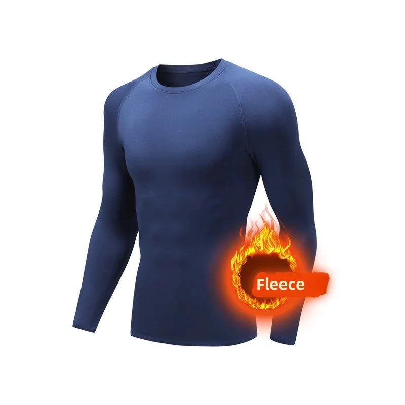 Winter Thermal Compression Long Sleeve Running T-Shirt for Men | Quick Dry Fitness Gym Sportswear Top | Stretch Compression Shirt