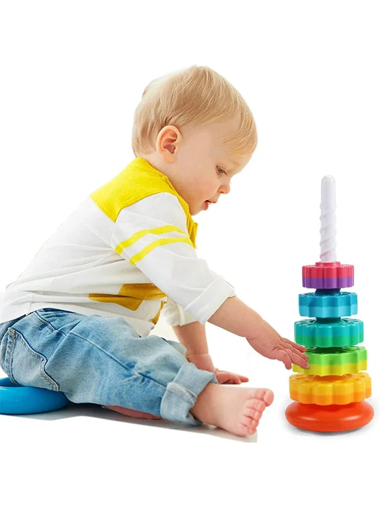 🌈 Rainbow Turret Stacking Music Color Nesting Ring – Perfect for Babies and Toddlers 1-3 Years Old!