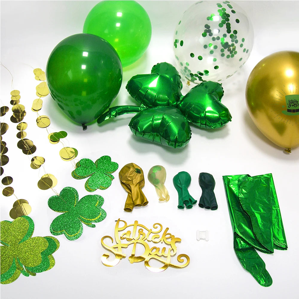 St Patricks Day Green Balloon Saint Patricks Party Decorations Shamrock Clover Garlands Banner Streamer Backdrop Hanging Decor