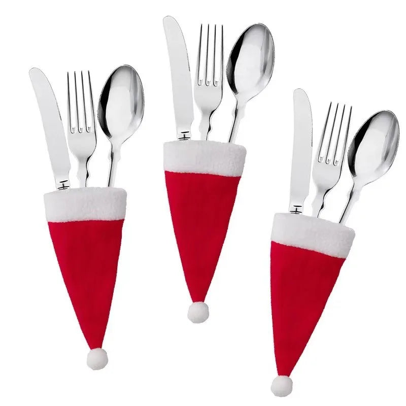 🎄 Merry Christmas 2024 Tableware Bag Holders | Cute Cloth Cutlery Holders for Forks & Knives | Festive Home Decorations 🎉