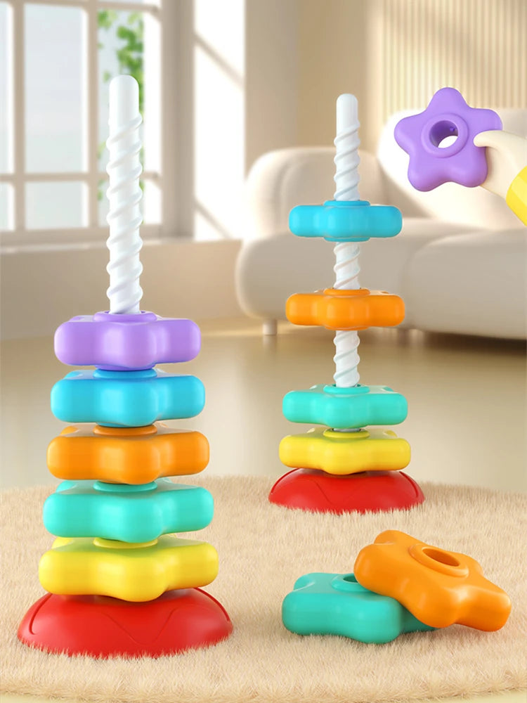 🌈 Rainbow Turret Stacking Music Color Nesting Ring – Perfect for Babies and Toddlers 1-3 Years Old!