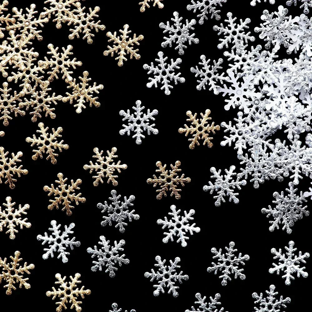 300pcs 2cm Christmas Snowflakes Confetti Xmas Tree Ornaments Christmas Decorations for Home Winter Party Cake Decor Supplies