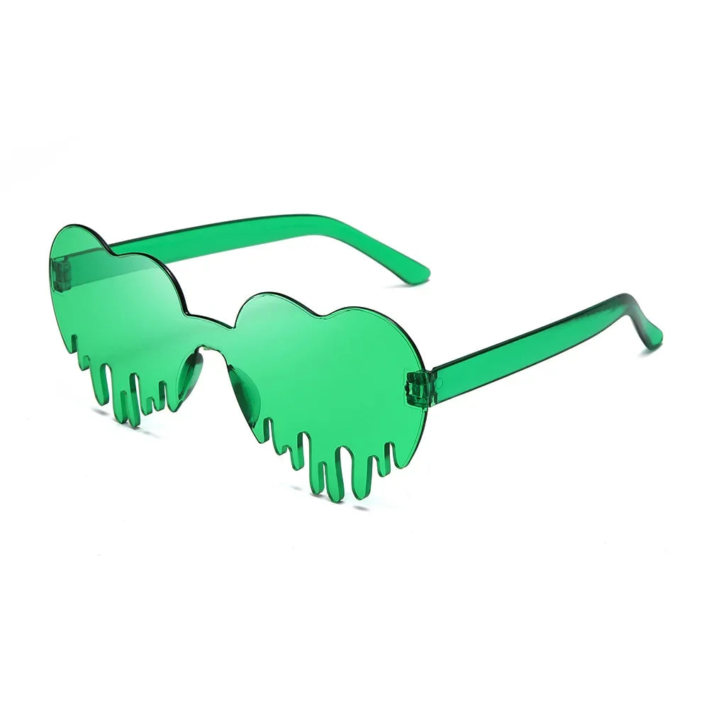 Fashion Irish Shamrock Sunglasses Green Four Leaf Clover Leprechaun Costume Glasses St. Patrick's Day Rimless Decor Sun Glasses