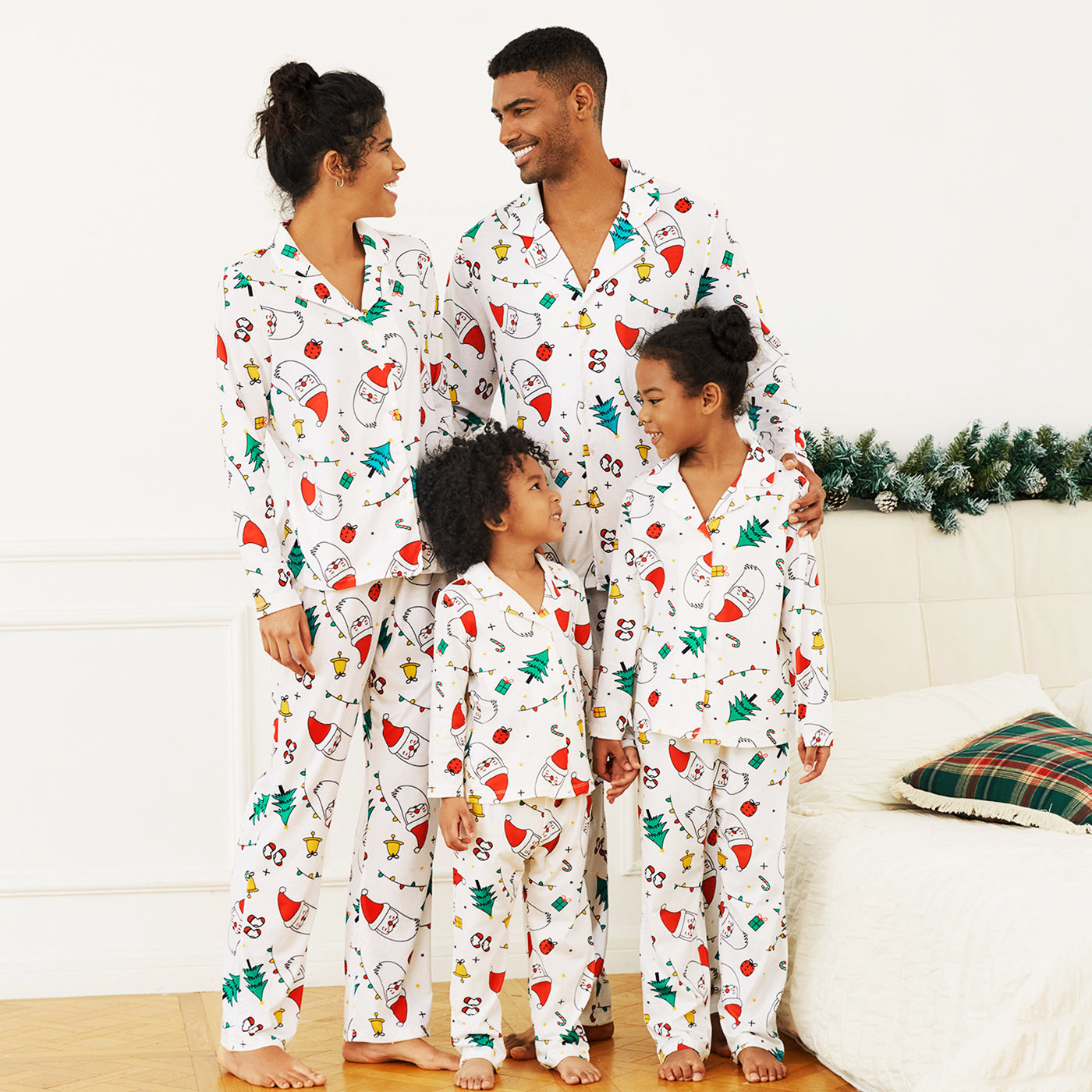 Christmas Family Matching Pajamas – Colorful Festival Print & Flame-Resistant! 🎄🔥