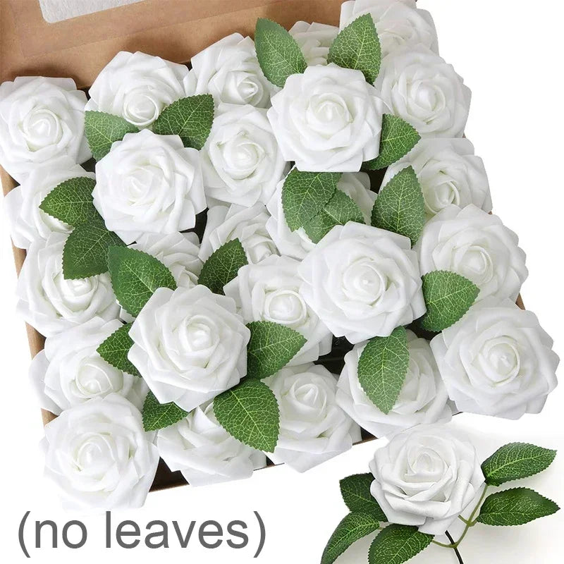 5-50PCS Artificial Foam Roses 🌹 | DIY Wedding Bouquets, Party & Home Décor Flowers