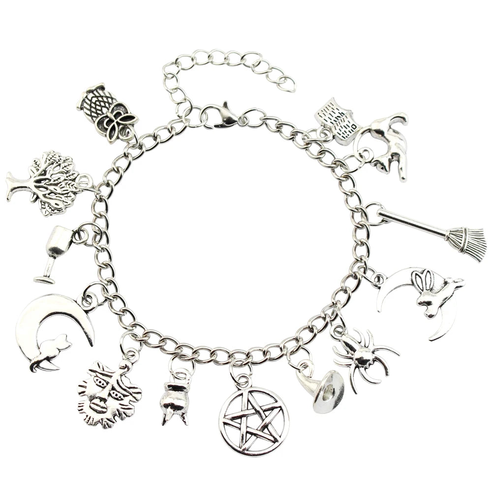 🔮 Supernatural-Inspired Charm Bracelet 🌟 Dean Winchester Jewelry with Gothic Pendants – A Must-Have for Fans