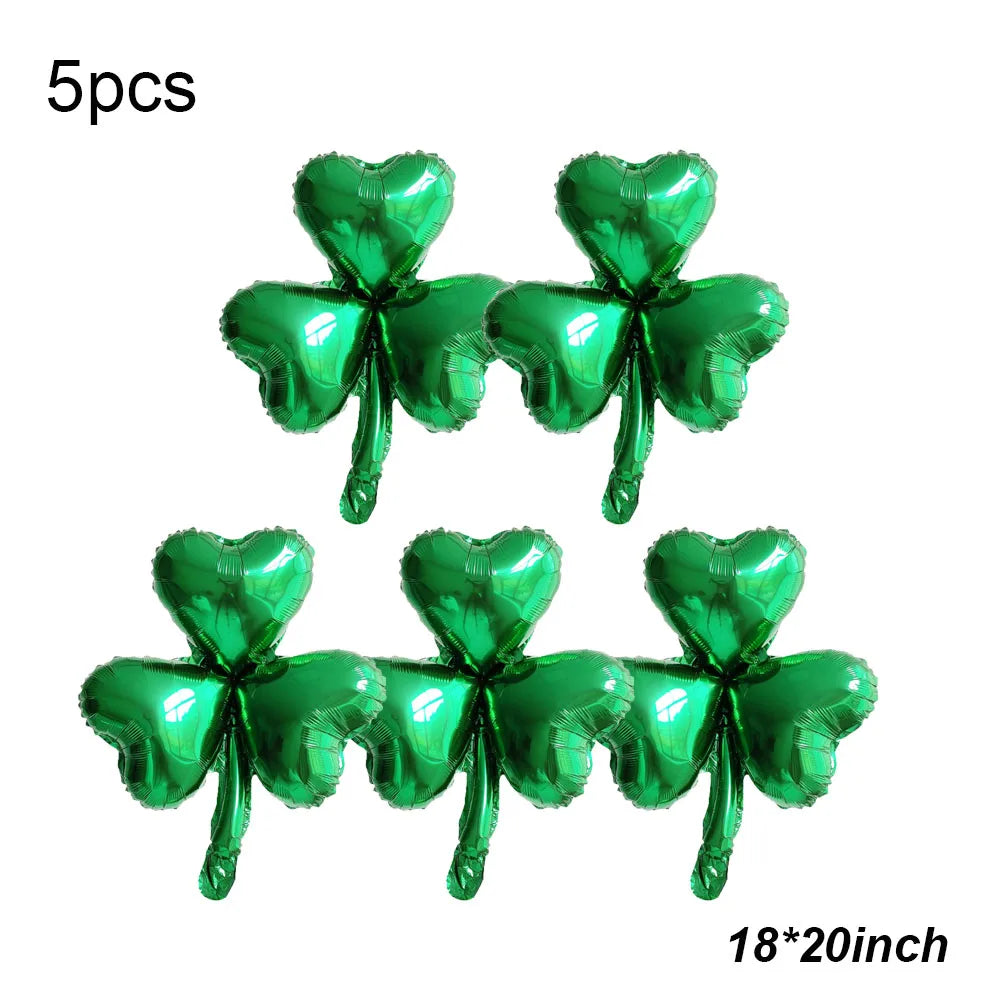 Green St. Patrick's Day Balloon Shamrock Top Hat Rainbow Foil Balloon Lucky Clover Beer Irish Festival Birthday Party Decoration