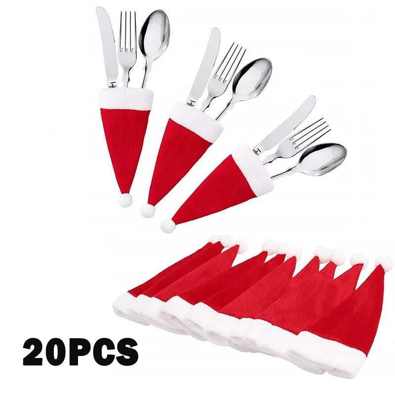 🎄 Merry Christmas 2024 Tableware Bag Holders | Cute Cloth Cutlery Holders for Forks & Knives | Festive Home Decorations 🎉