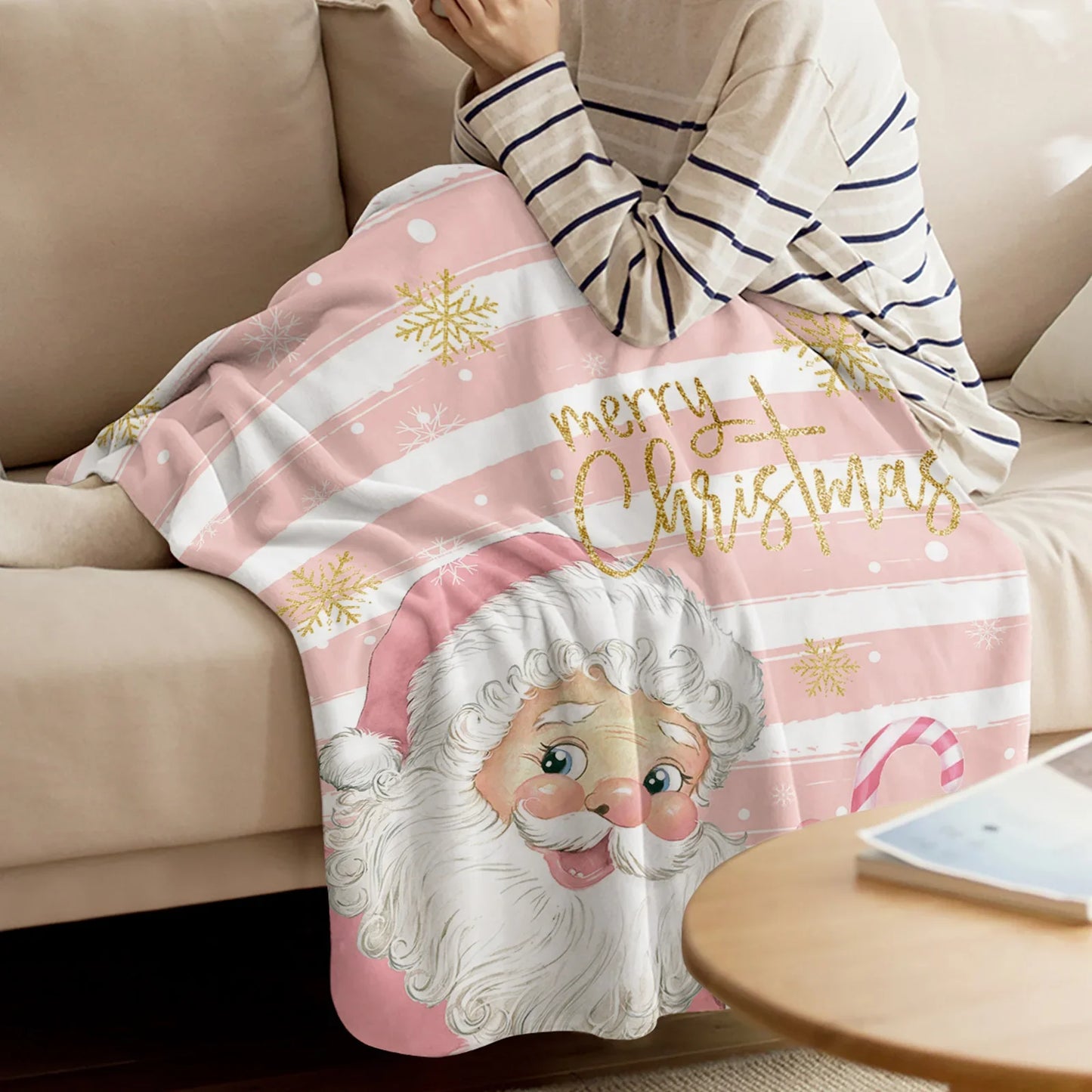 "🎅 Cozy Christmas Throw Blanket 🌟 | Santa & Snowflakes Design 🎄