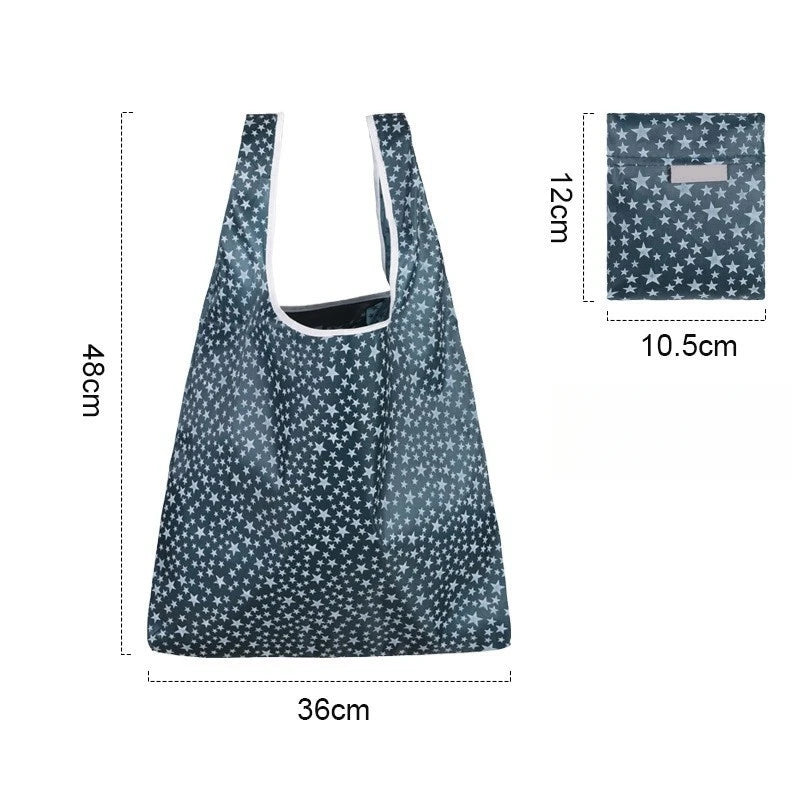 Stylish portable portable folding shopping bag Oxford cloth supermarket shopping bag Square folding tote bag