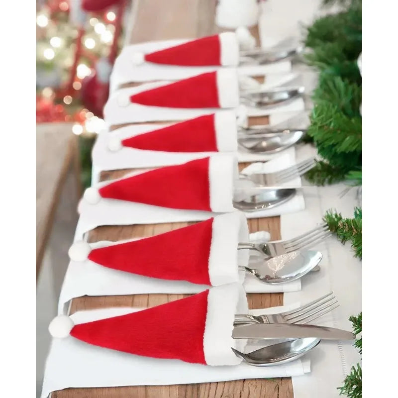 🎄 Merry Christmas 2024 Tableware Bag Holders | Cute Cloth Cutlery Holders for Forks & Knives | Festive Home Decorations 🎉