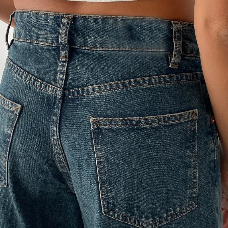 2000s Retro Wide Leg Baggy Jeans Women High Waisted Loose Fit Pants Y2K Aesthetic Vintage Grunge Denim Shorts Streetwear