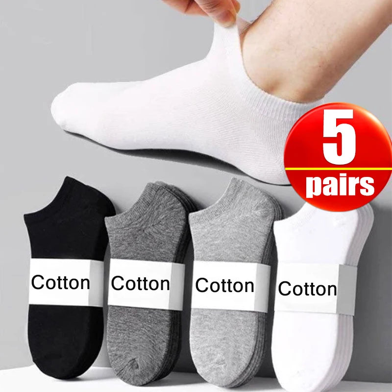 5 Pairs Low Cut Ankle Socks - Solid Color