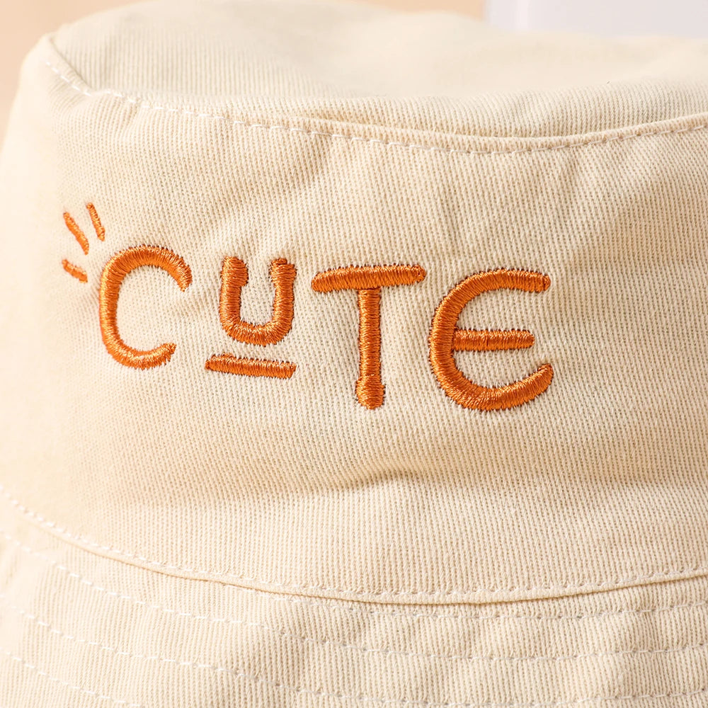 Double-Sided Kids Bucket Hat with String - Cute Embroidered Fisherman Cap for Boys and Girls