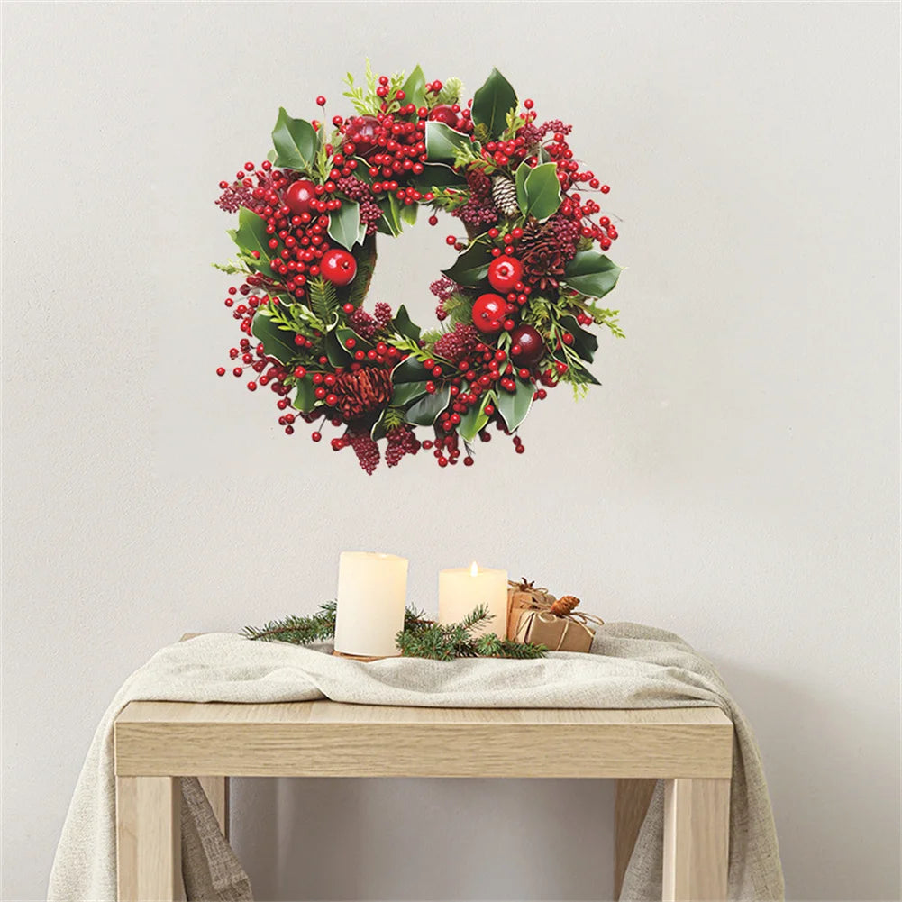 🎄 Self-Adhesive Christmas Wreath Wall Stickers 🌟 | Festive PVC Decals for Home Decor 🎅