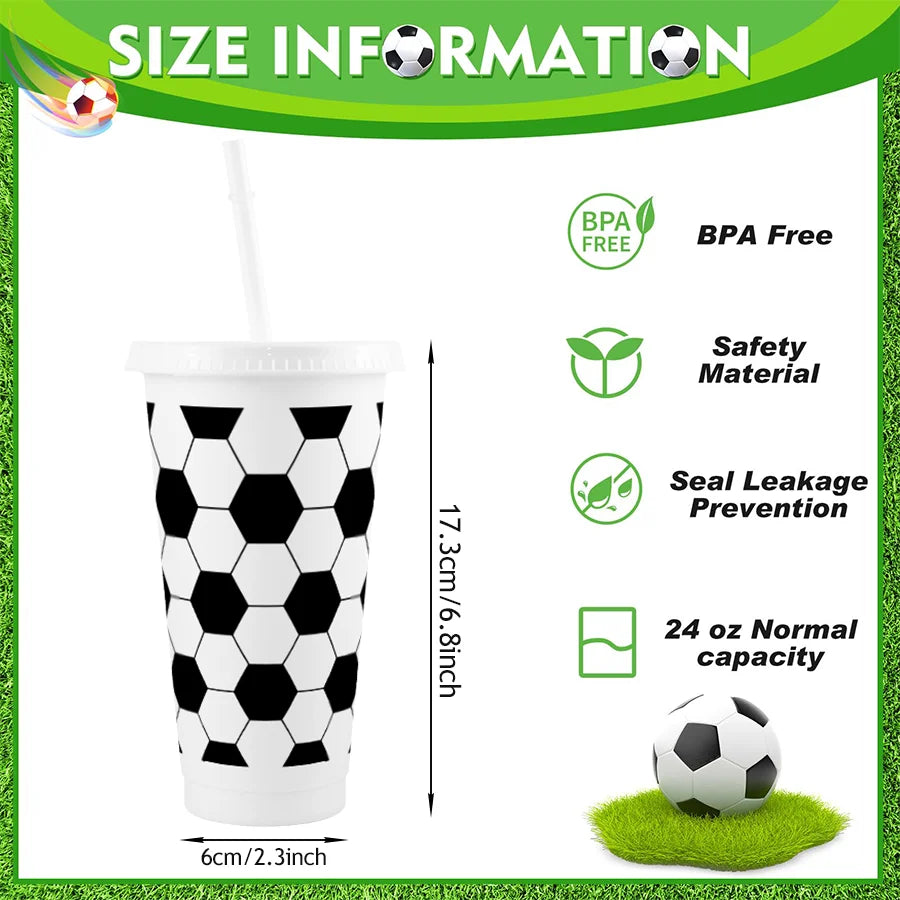 10pcs Plastic Cups with Sports Themes Such as Football, Basketball, Rugby, and Baseball, Loose Sports Party Decoration Cups, Pla