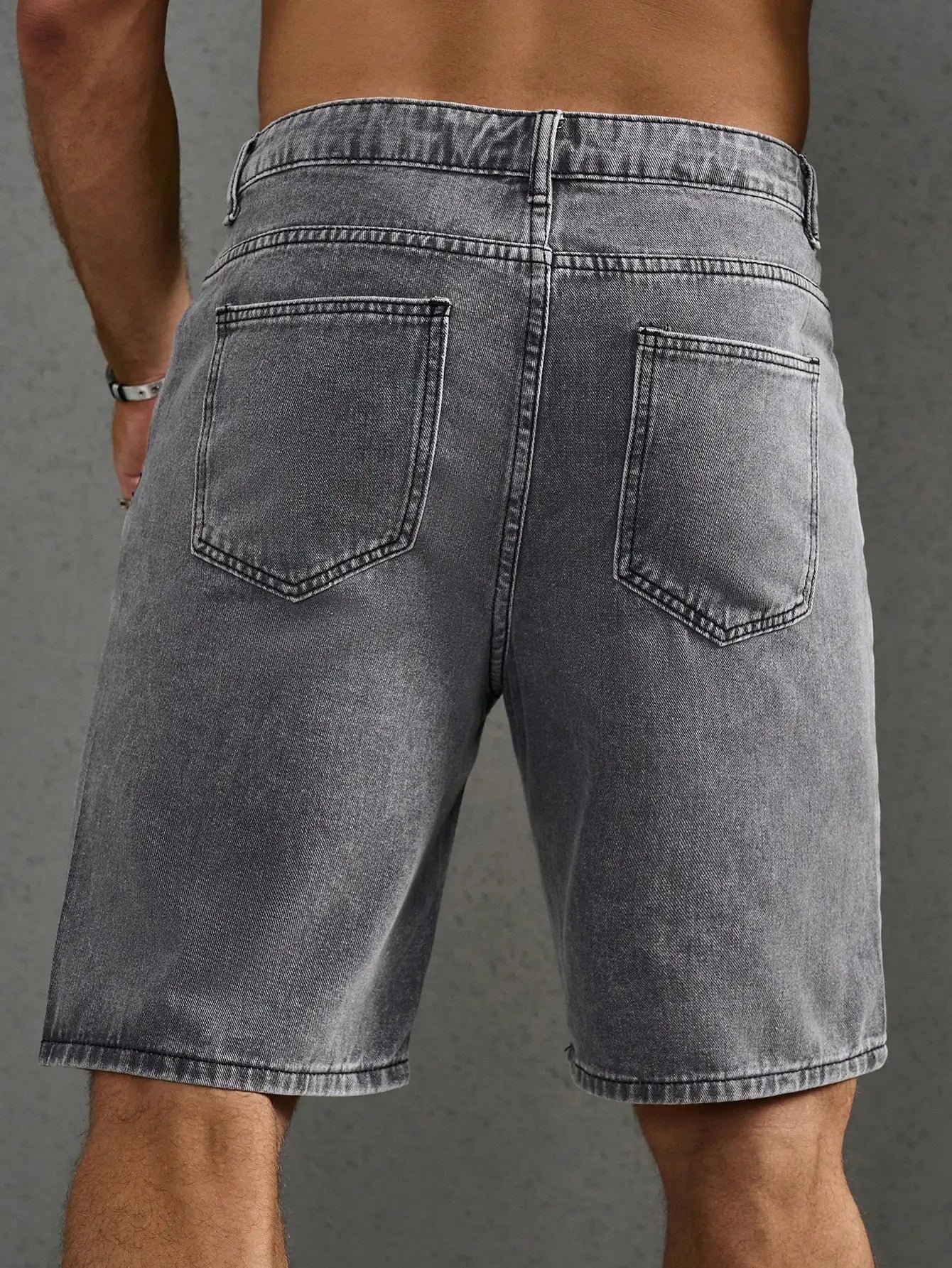 Men Summer Stretchy Denim Shorts Jeans For Men Streetwear Letter Ripped Knee length Baggy Comfort Cargo Casual Shorts Pants Jean