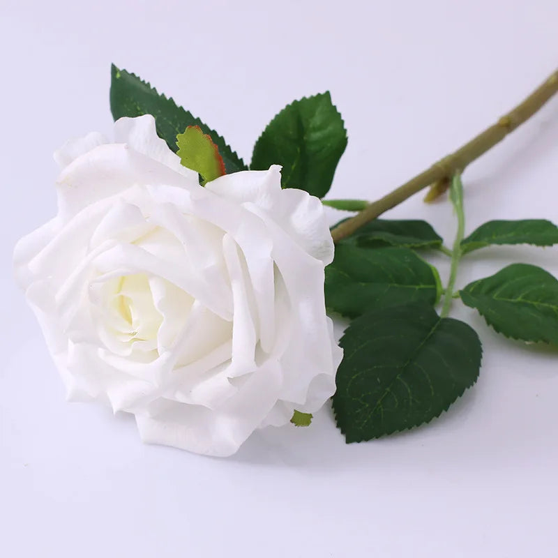 Real Touch Artificial Pink White Roses 🌸 | Latex Fake Rose Branch for Wedding, Home & Farmhouse Decor