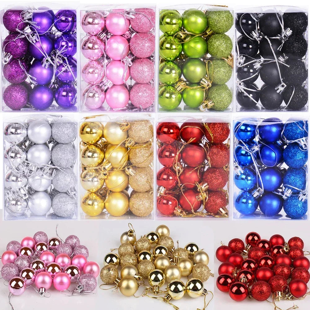 🎄 24PCS Christmas Balls Ornaments 🎉 | Gold, Red & Pink Hanging Decor for a Festive Tree! 🌟