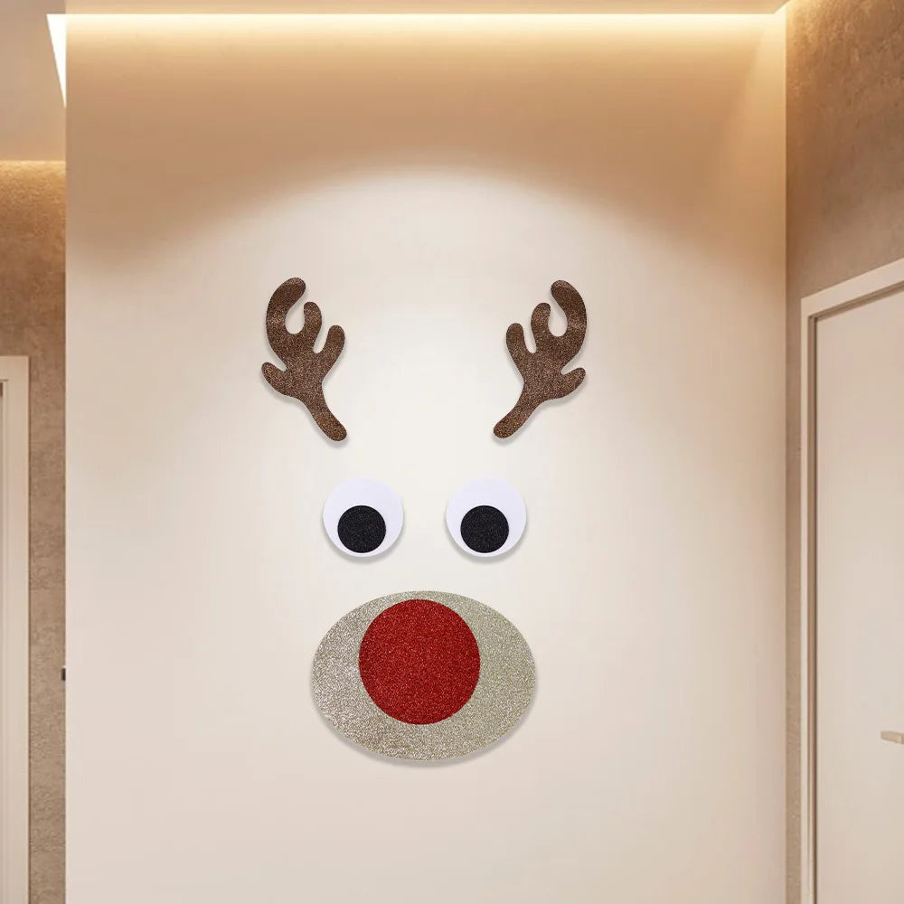 🎄 Christmas Door & Window Stickers 🎅 | Felt Cloth Cartoon Snowman, Santa, & Elk Wall Decor for Winter! ❄️