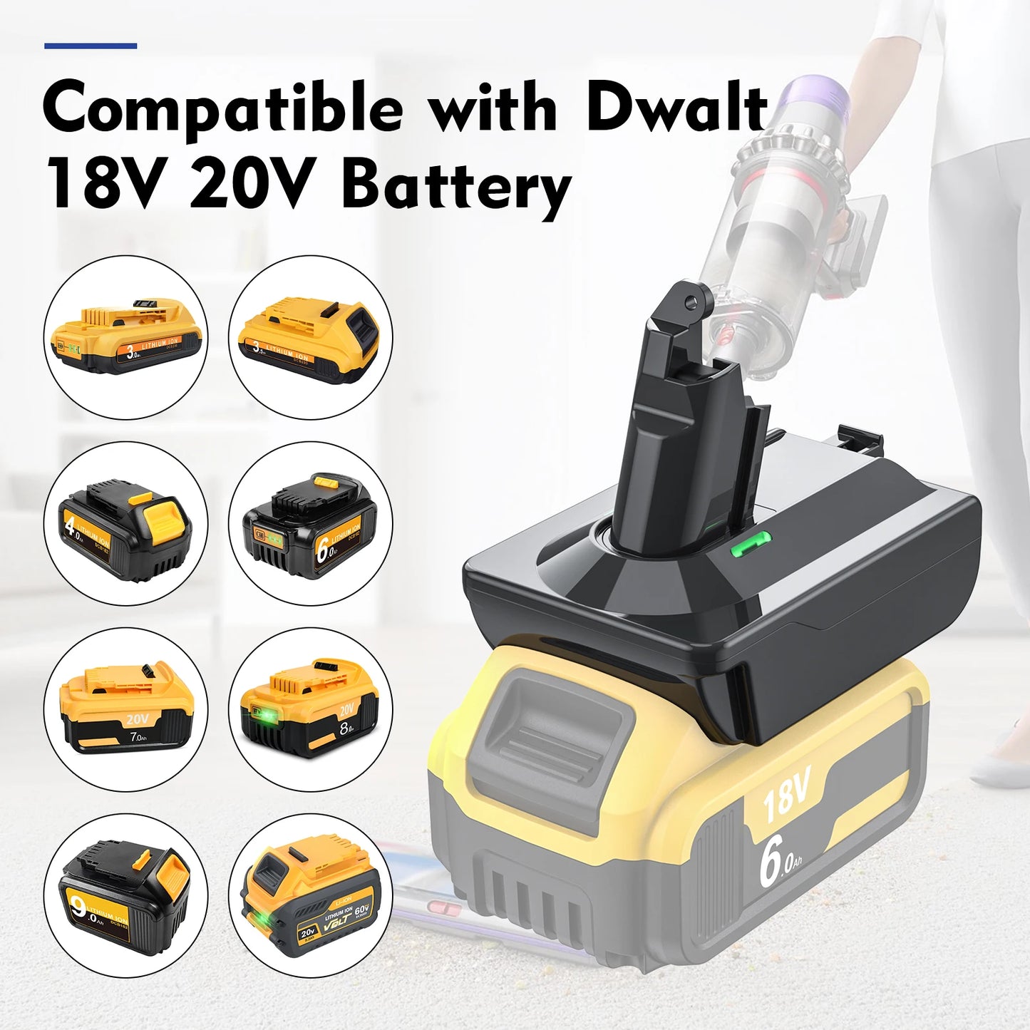 🔋 Converter for Dewalt 20V, Milwaukee 18V, Makita 18V Battery to Dyson V6 V7 V8 Vacuum Cleaner Adapter 🌟