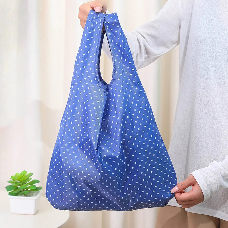 Stylish portable portable folding shopping bag Oxford cloth supermarket shopping bag Square folding tote bag